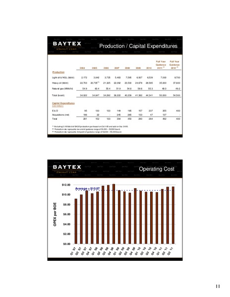 Corporate Presentation December 2011 – Baytex Energy Corp. – slide 10