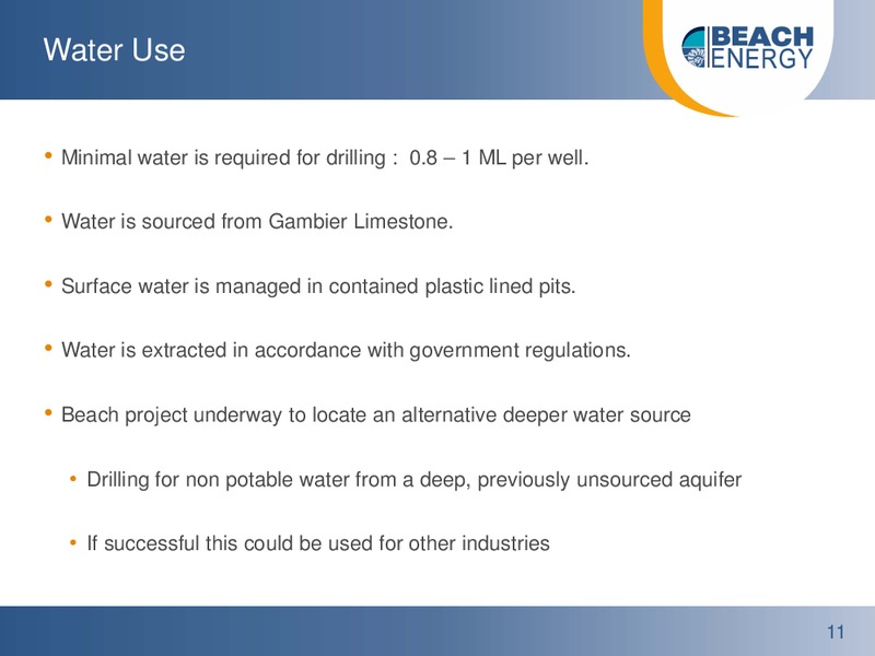SELGA PUBLIC INFORMATION SESSION – Beach Energy Limited – slide 11