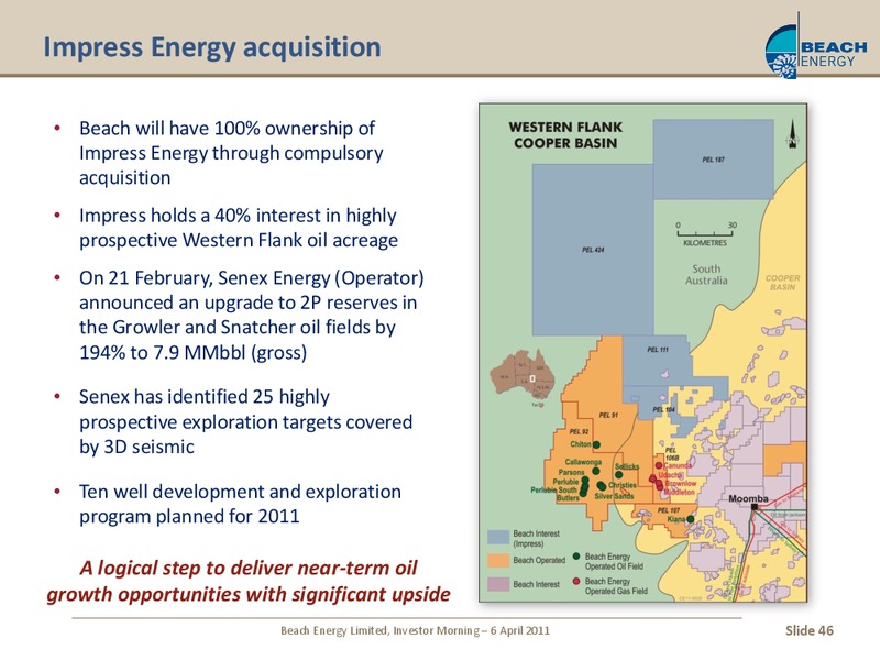 APRIL 2011 INVESTOR PRESENTATION – Beach Energy Limited – slide 45