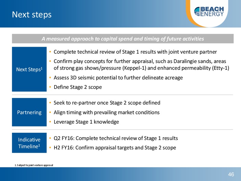 NON DEAL ROADSHOW – Beach Energy Limited – slide 45