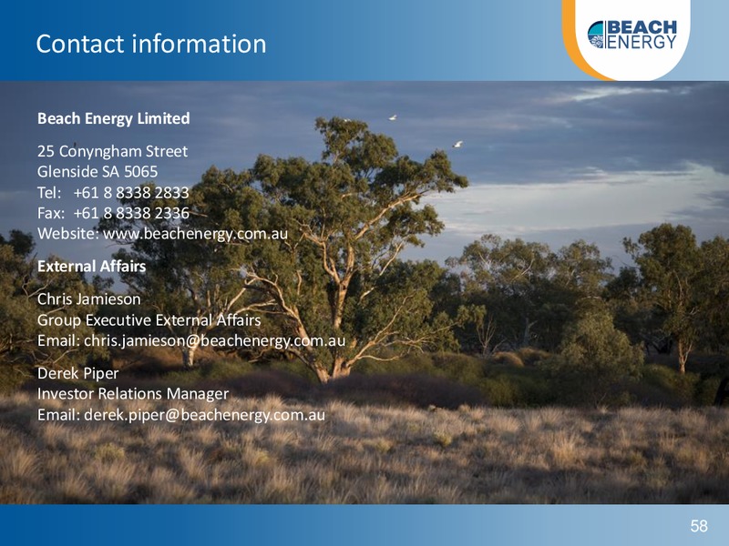NON DEAL ROADSHOW – Beach Energy Limited – slide 57