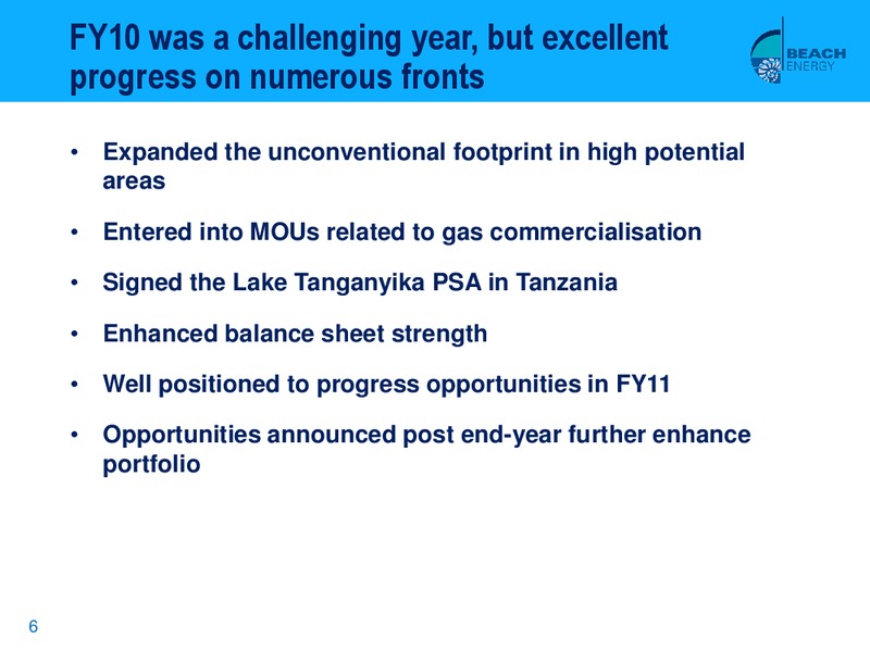JUNE 2010 FULL YEAR RESULTS – Beach Energy Limited – slide 5