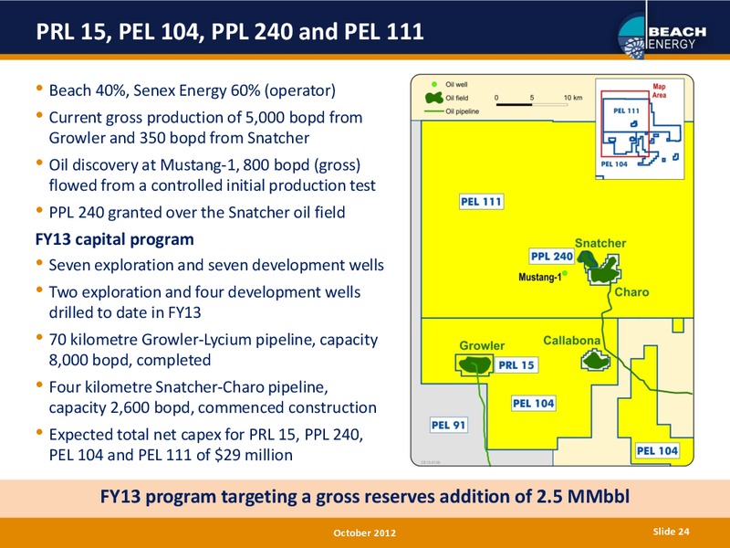 OCTOBER 2012 INVESTOR PRESENTATION – Beach Energy Limited – slide 23