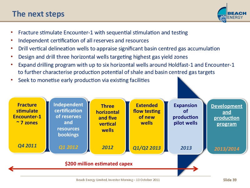 OCTOBER 2011 INVESTOR PRESENTATION – Beach Energy Limited – slide 11