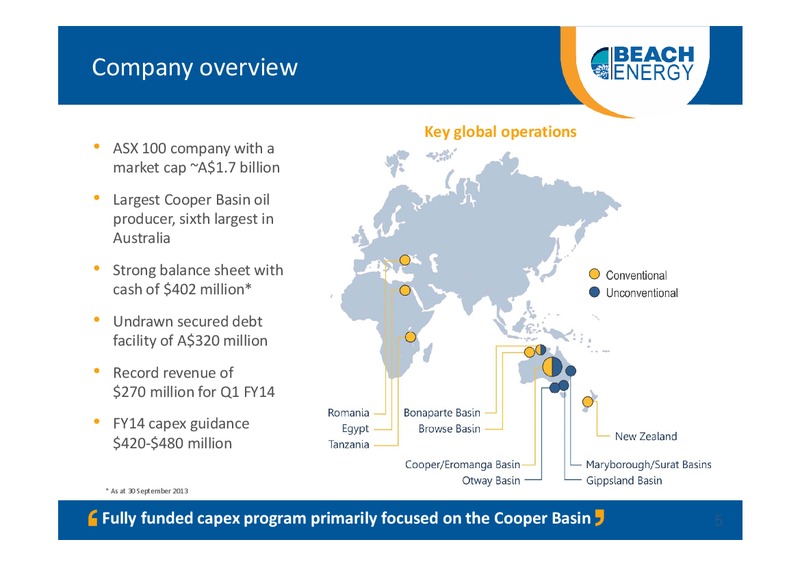 5TH ANNUAL AUSTRALIAN AND NZ CITI INVESTMENT CONFERENCE – Beach Energy Limited – slide 4