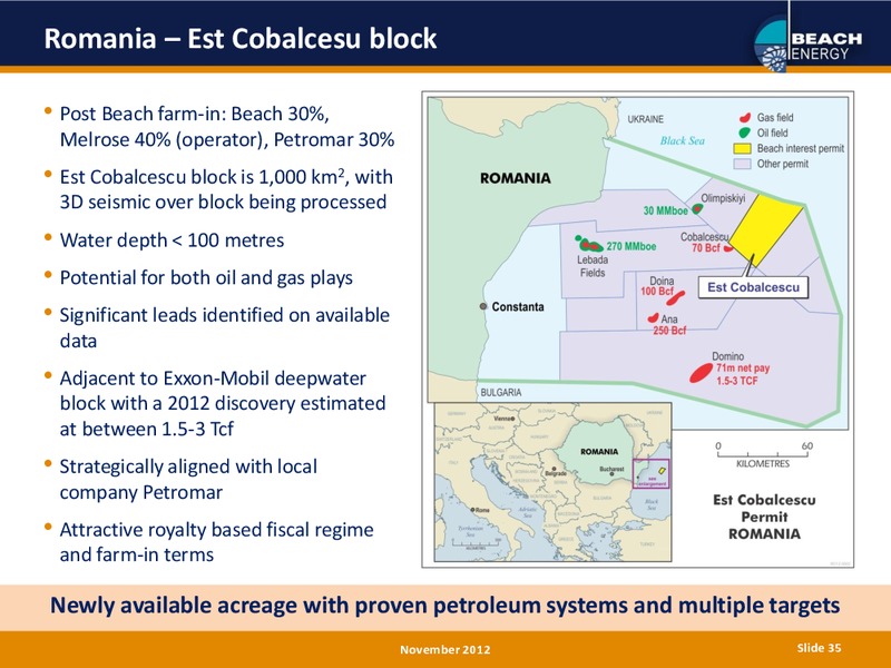 NOVEMBER 2012 INVESTOR PRESENTATION – Beach Energy Limited – slide 34