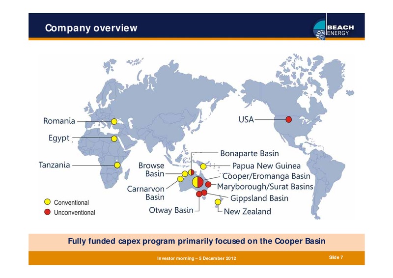 DECEMBER 2012 INVESTOR PRESENTATION – Beach Energy Limited – slide 6