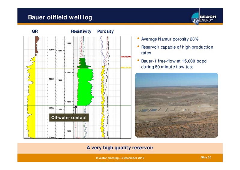 DECEMBER 2012 INVESTOR PRESENTATION – Beach Energy Limited – slide 29