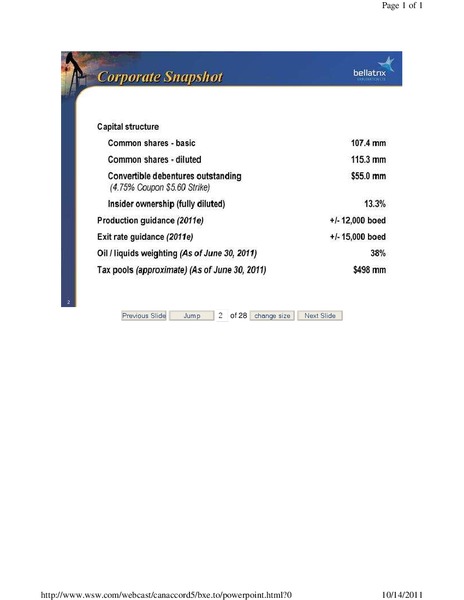 CANACCORD GENUITYS GLOBAL ENERGY CONFERENCE – Bellatrix Exploration Ltd. – slide 2