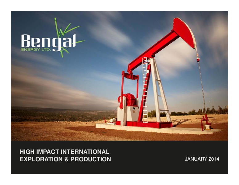INVESTOR PRESENTATION – Bengal Energy Ltd – slide 1