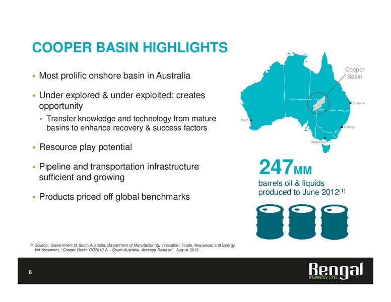 INVESTOR PRESENTATION – Bengal Energy Ltd – slide 8