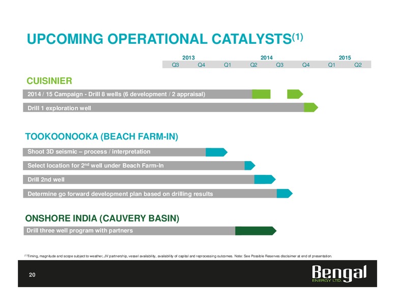 INVESTOR PRESENTATION – Bengal Energy Ltd – slide 20