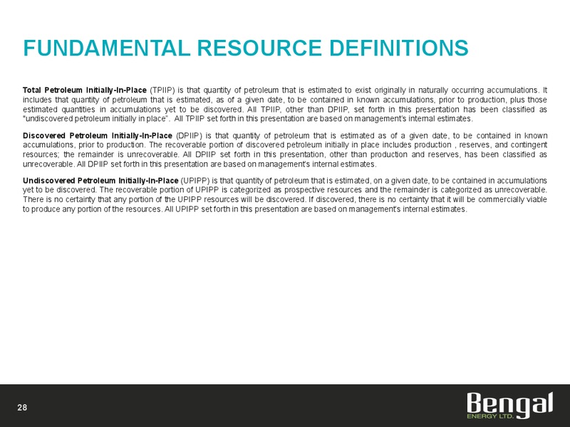 Investor Presentation – Bengal Energy Ltd – slide 24