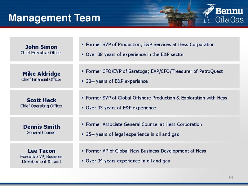 2014 GLOBAL CREDIT PRODUCTS CONFERENCE – Bennu Oil and Gas Llc – slide 13