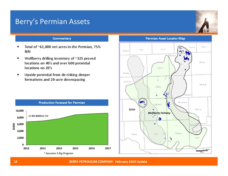 COMPANY UPDATE – Berry Petroleum Company – slide 13