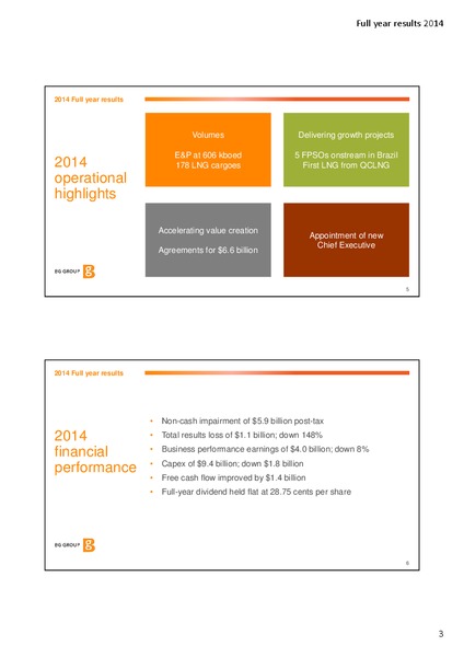 2014 Full Year Results Presentation – BG Group – slide 2