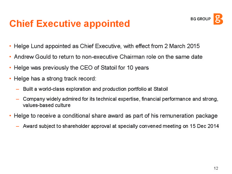 INVESTOR UPDATE – BG Group – slide 11