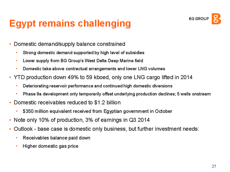 INVESTOR UPDATE – BG Group – slide 26