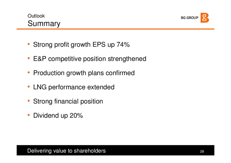 The Integrated Gas Major – BG Group – slide 28
