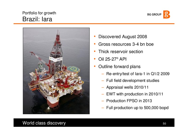 The Integrated Gas Major – BG Group – slide 50
