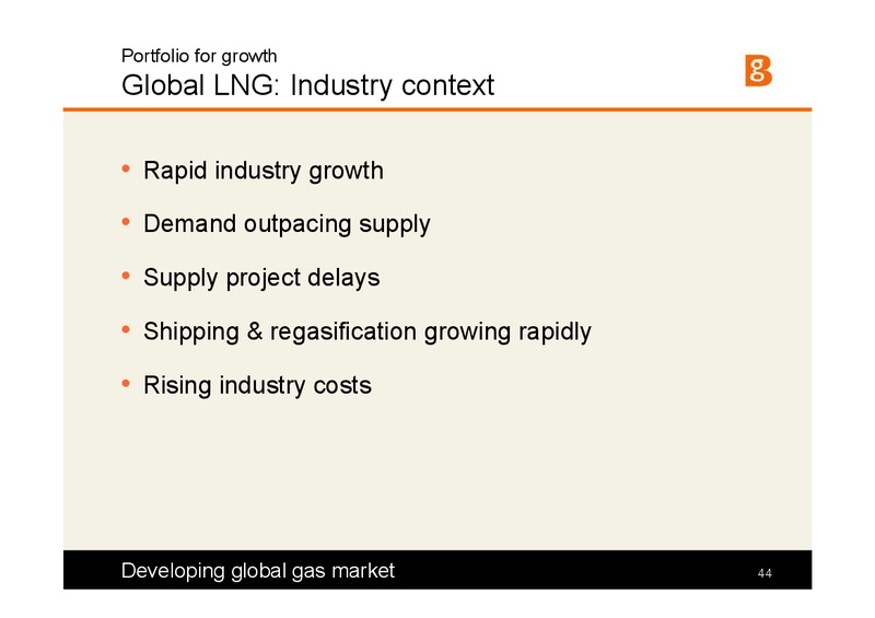 The Integrated Gas Major Presentation – BG Group – slide 43
