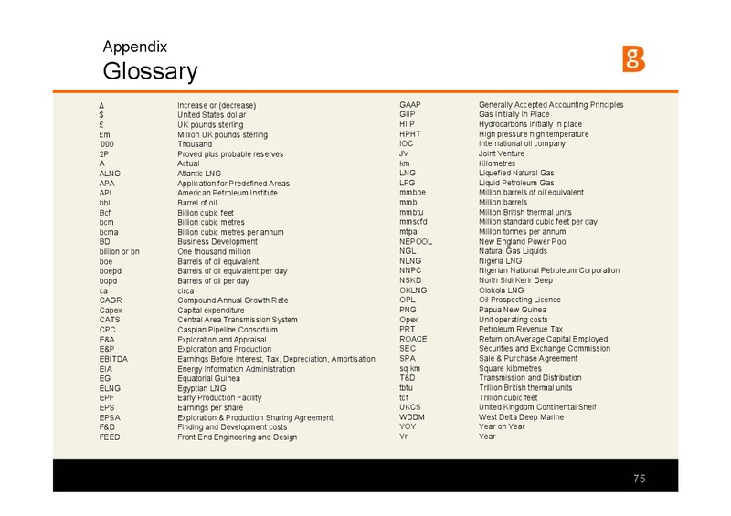 The Integrated Gas Major Presentation – BG Group – slide 74