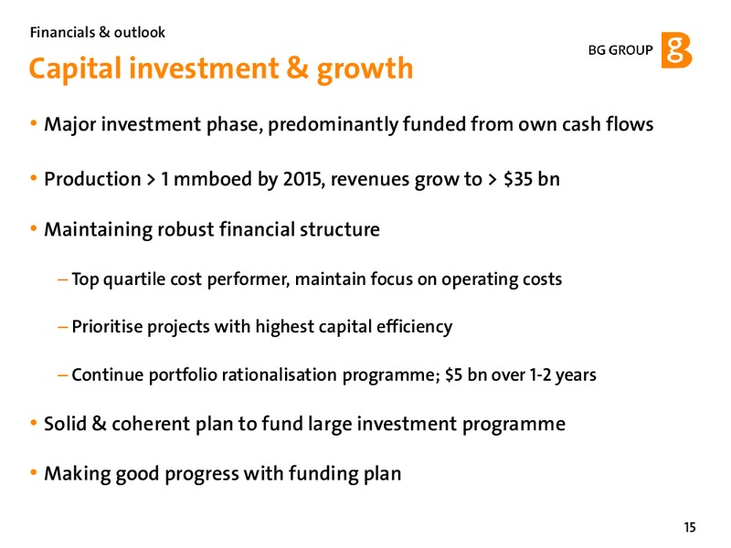February 2012 Strategy Update – BG Group – slide 15