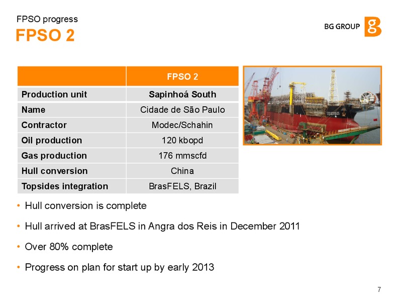 FPSO progress – BG Group – slide 6