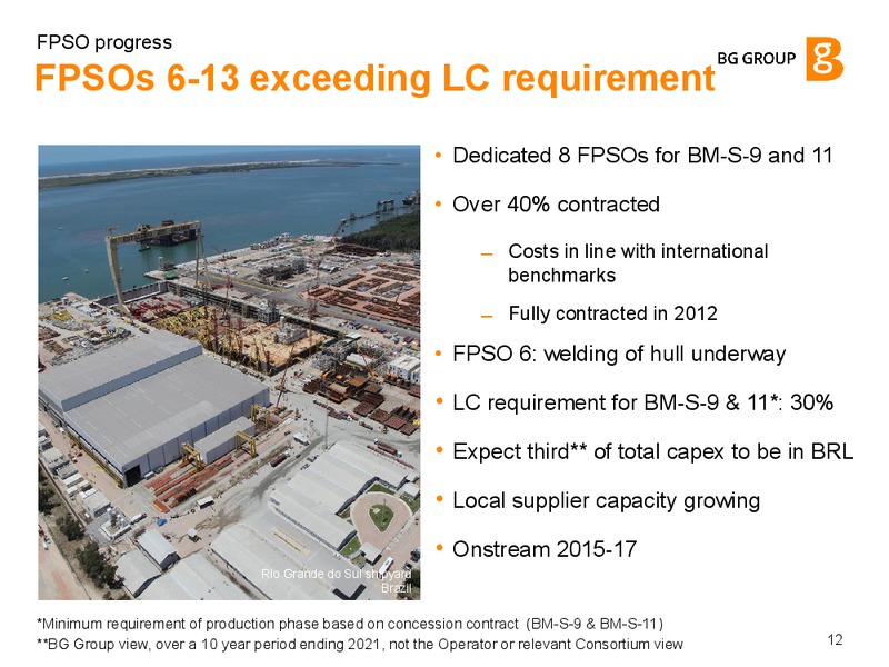 FPSO progress – BG Group – slide 11