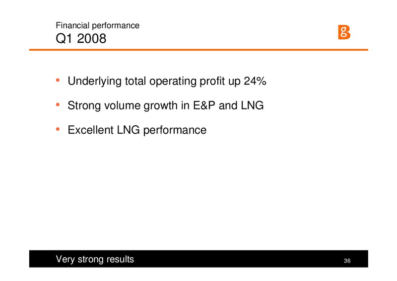 Strategy and Q1 Results 2008 – BG Group – slide 36