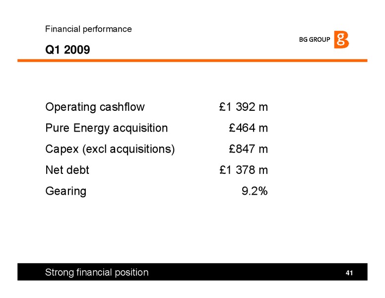 Strategy Q1 2009 Results – BG Group – slide 41