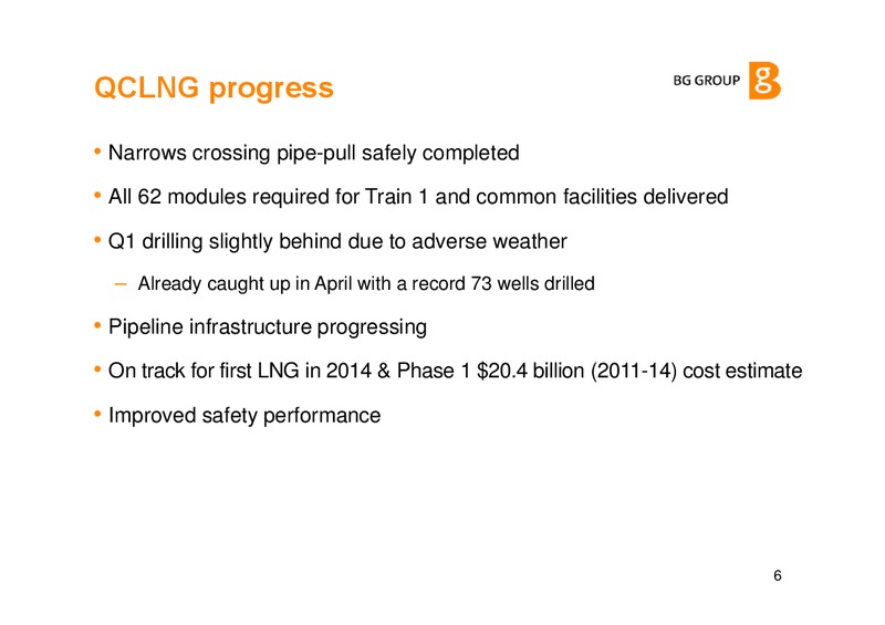 Q1 2013 EARNINGS CALL – BG Group – slide 5