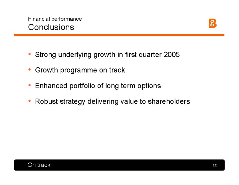 Q1 2005 Results and Strategy Presentation – BG Group – slide 34