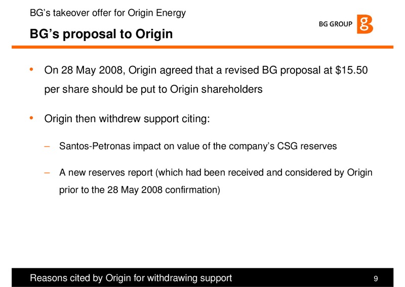 BGs takeover Offer for Origin Energy – BG Group – slide 8