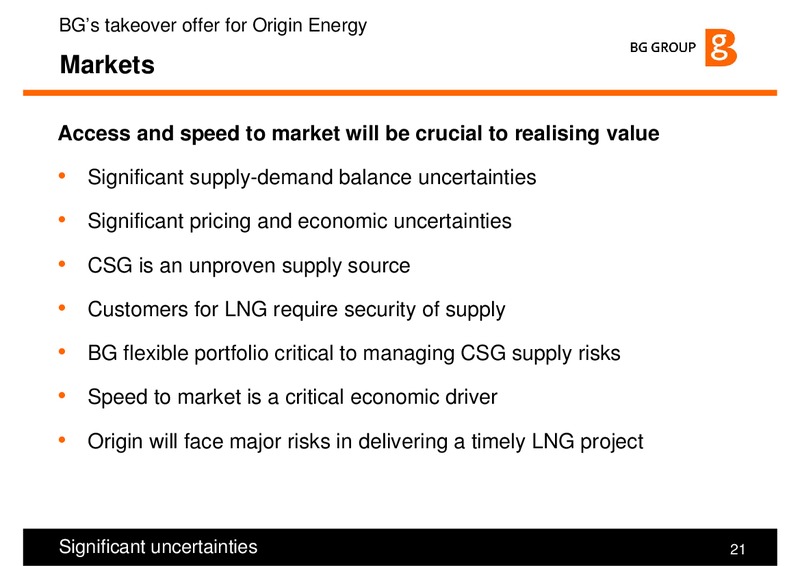 BGs takeover Offer for Origin Energy – BG Group – slide 20