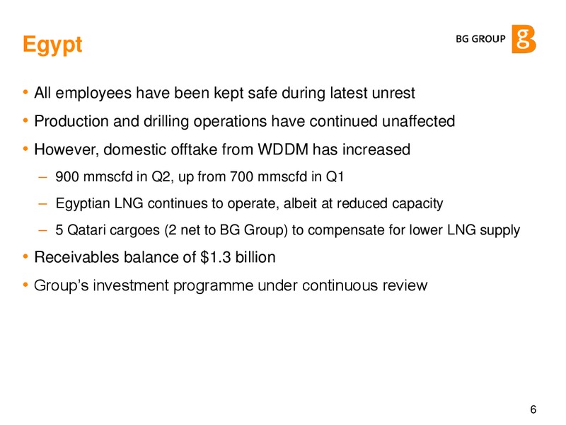 Q2 2013 Results Presentation – BG Group – slide 5