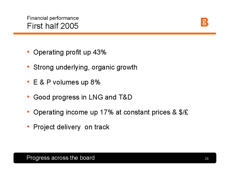 Strategy and 2005 1H Results Presentation – BG Group – slide 28