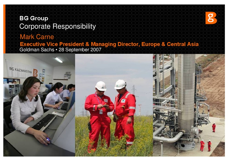 Corporate Responsibility – BG Group – slide 1
