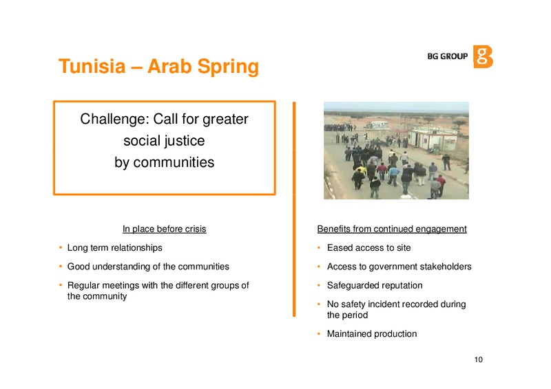 Gastech 2012 Social licence To Operate – BG Group – slide 9