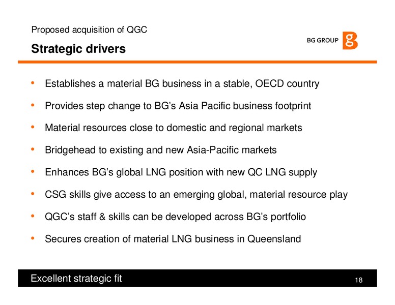 Proposed Acquisition of QGC – BG Group – slide 17