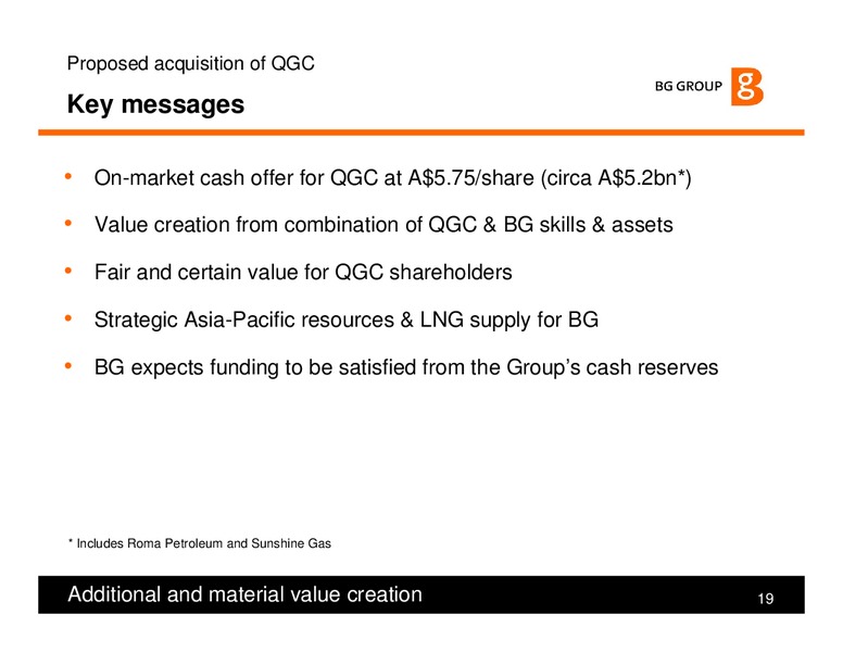 Proposed Acquisition of QGC – BG Group – slide 18
