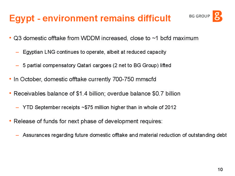 Q3 2013 Results Presentation – BG Group – slide 9