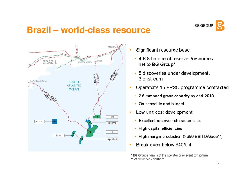 December 2014 Investor Update – BG Group – slide 13