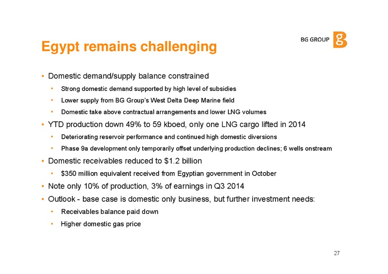 December 2014 Investor Update – BG Group – slide 26