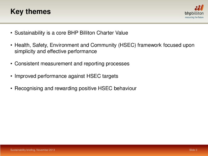 Sustainability Briefing – BHP Billiton Limited – slide 2