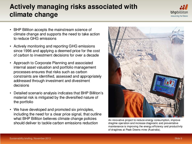 Sustainability Briefing – BHP Billiton Limited – slide 8