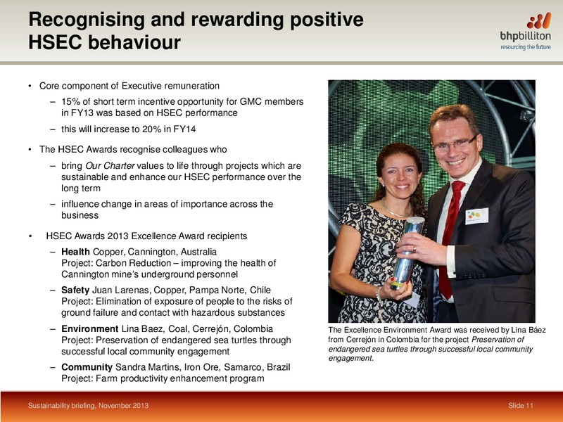 Sustainability Briefing – BHP Billiton Limited – slide 10