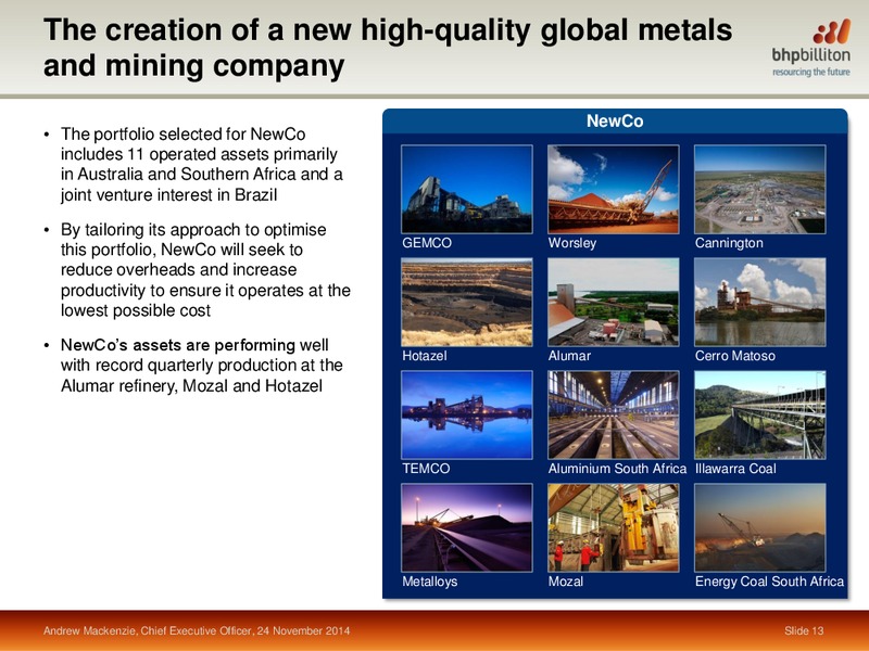 November 2014 Investor Presentation – BHP Billiton Limited – slide 11