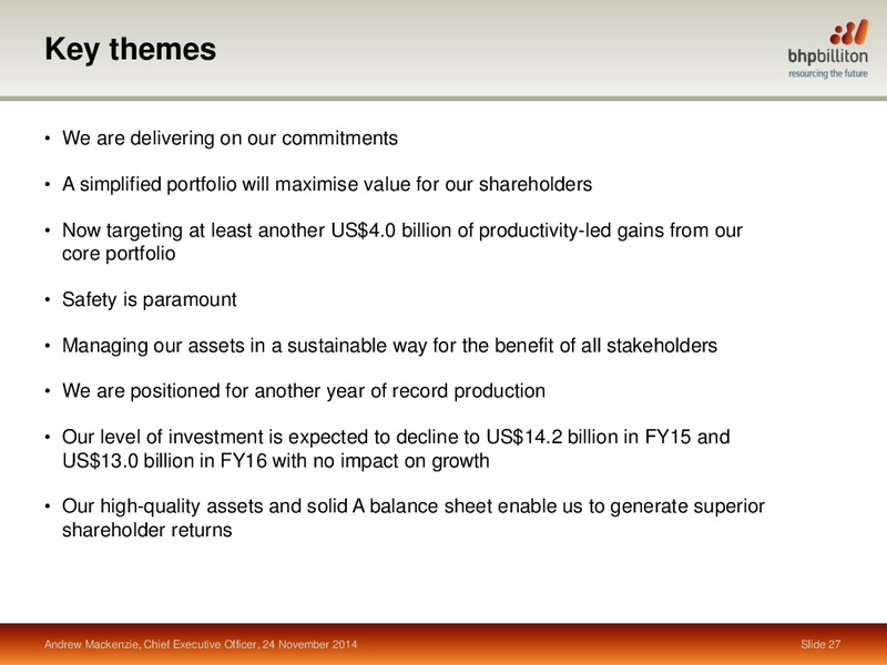 November 2014 Investor Presentation – BHP Billiton Limited – slide 25