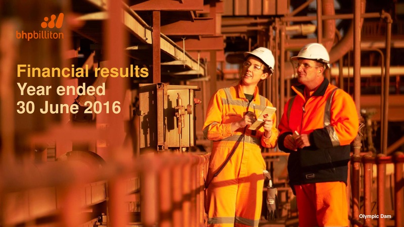 Financial Results Year Ended June 30 2016 – BHP Billiton Limited – slide 1